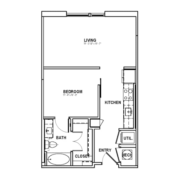 Thumbnail 2 of 2 Studio 1 bath JR1-1 Floor Plan at The Sully, Virginia