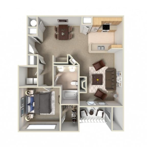 Thumbnail 2 of 2 a furnished floor plan with a bedroom and living room