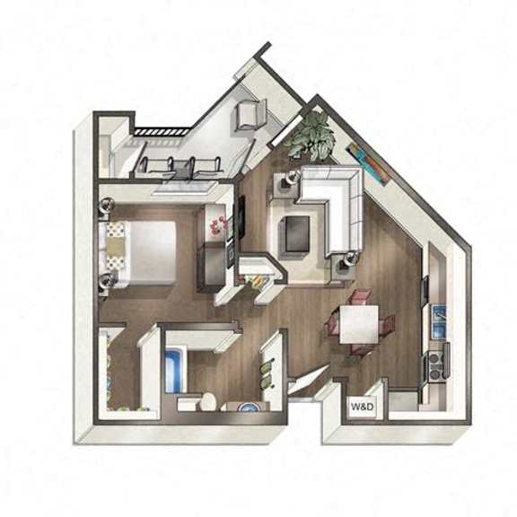 Thumbnail 3 of 5 A floor plan of a house with a kitchen, living room, and bathroom.