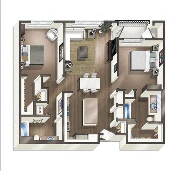 Thumbnail 3 of 11 A floor plan of a house with a kitchen, living room, and bathrooms.