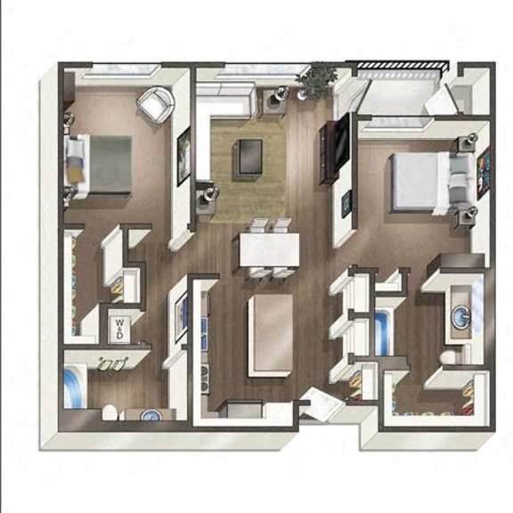 Thumbnail 11 of 11 A floor plan of a house with a kitchen, living room, and bathrooms.
