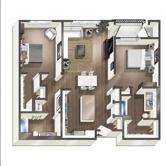 Thumbnail 9 of 11 A floor plan of a house with a kitchen, living room, and bathrooms.