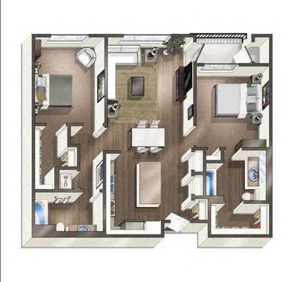 Thumbnail 8 of 11 A floor plan of a house with a kitchen, living room, and bathrooms.