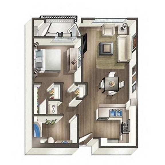 Thumbnail 2 of 9 A floor plan of a house with a kitchen, living room, and bathroom.