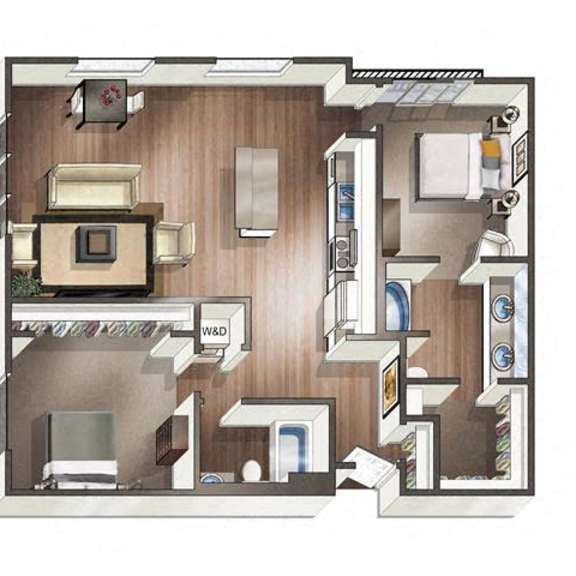 Thumbnail 4 of 4 A drawing of a house with a kitchen, living room, and bathroom.
