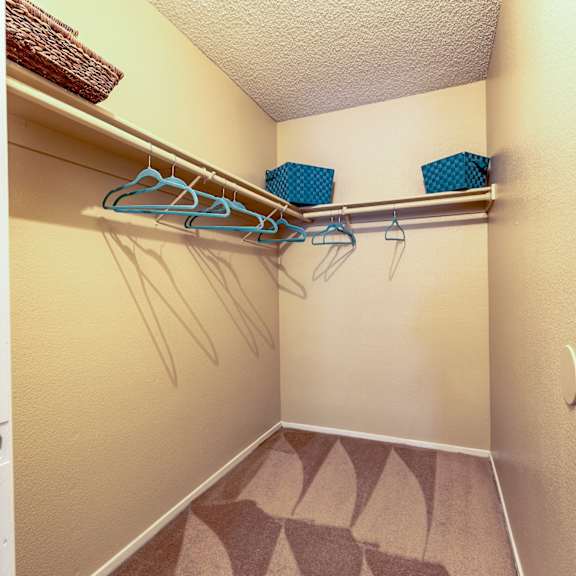 large walk in closet at playa vista apartments, psdm, las vegas, nv, 89110