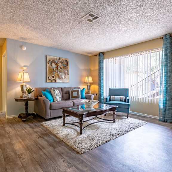 spacious living room front door at playa vista apartments, pacifica sd management, las vegas