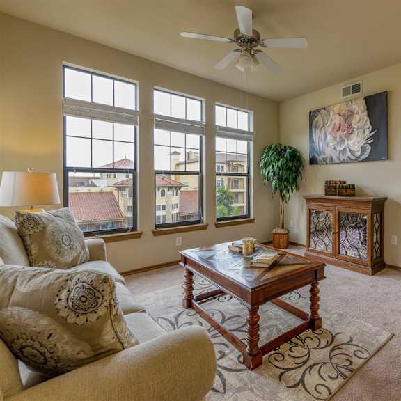 living room at aventine at kessler park, dallas, tx, 75211