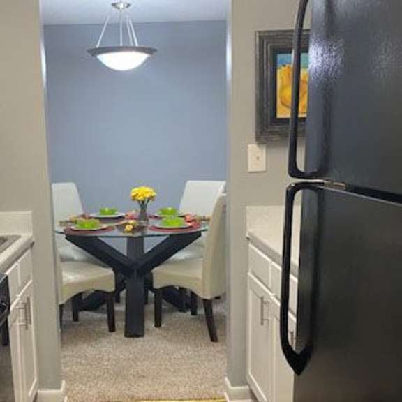 dining room from kitchen at laurel oaks, raleigh