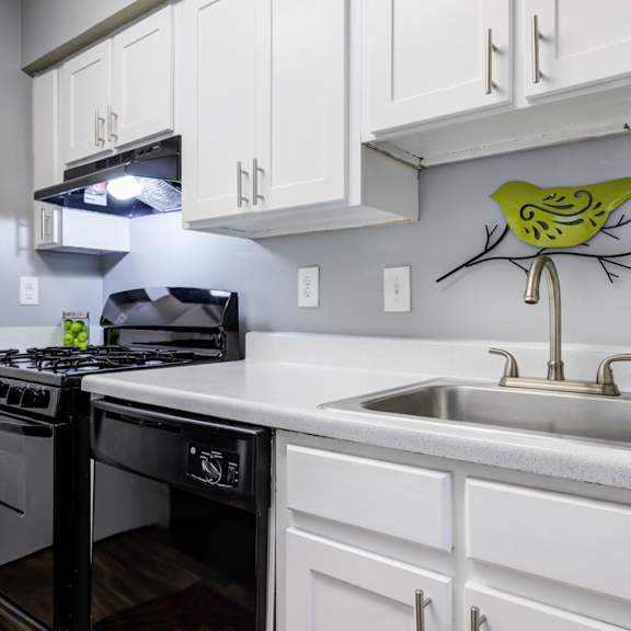 renovated apartment kitchen at laurel oaks, north carolina