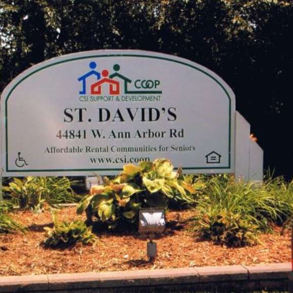 a sign for st. david's affordable rental communities for seniors.