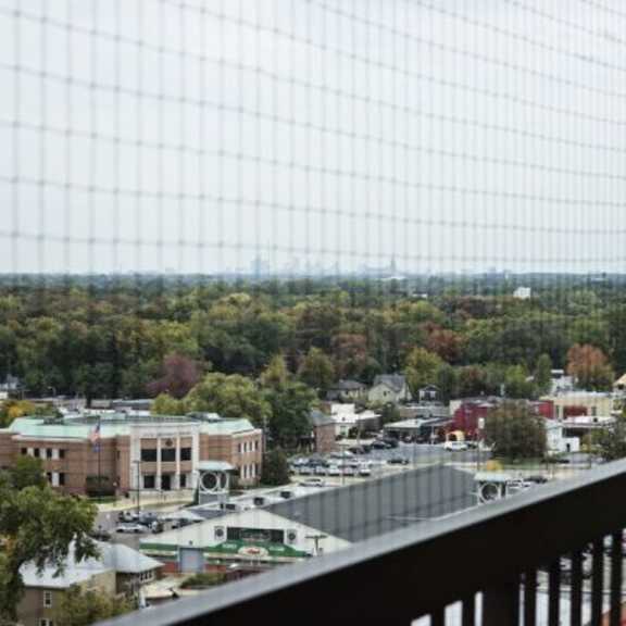 a view of a town from a high vantage point.