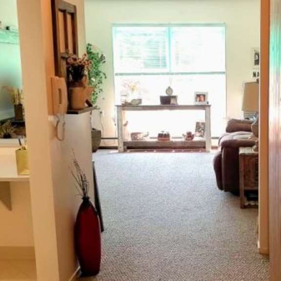 a living room with a couch and a television.