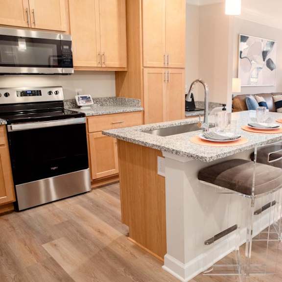kitchen island with barstool seating space