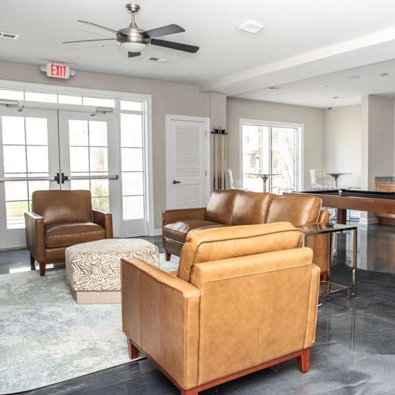 resident lounge with shuffleboard