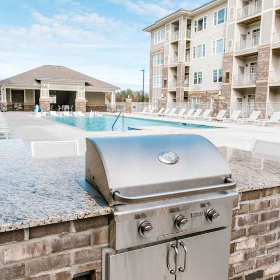 grilling station on pool deck