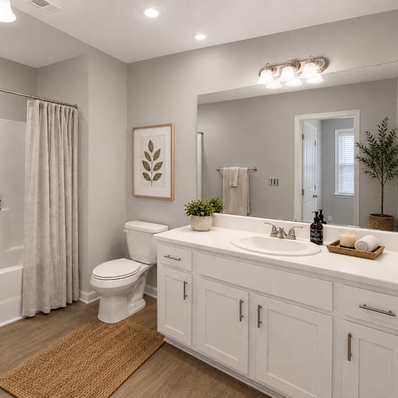 a white bathroom with a toilet, sink, and bathtub.