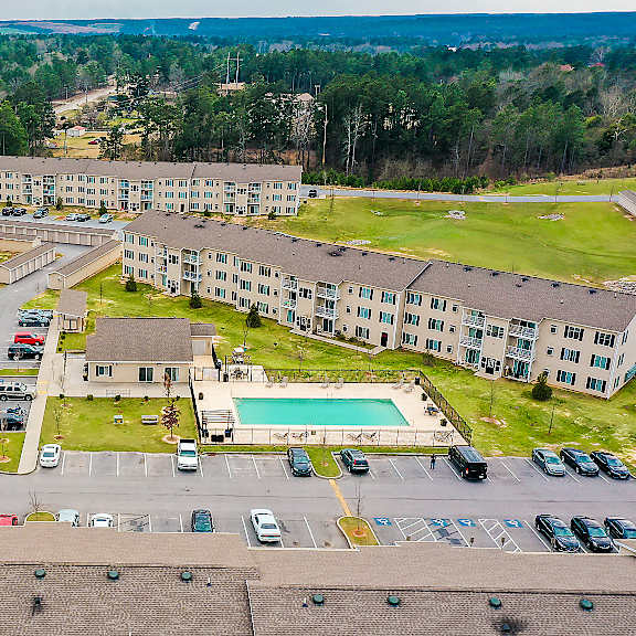 aerial exterior view  at benson estates apartments, augusta, ga
