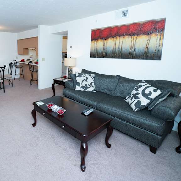 wide open living and dining area at boggan estates apartments in tupelo, ms