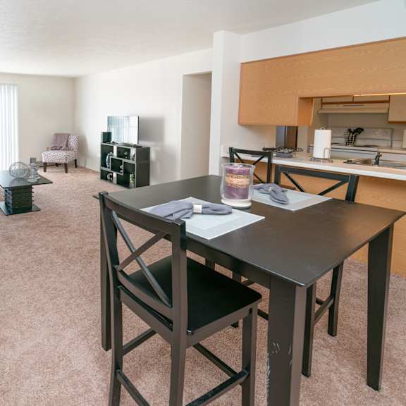 dining and living area at crosswait estates in angola, in