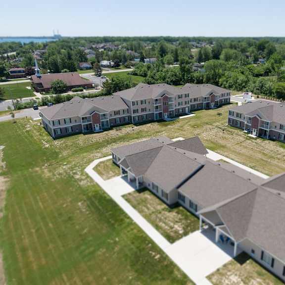 aerial view greenery at dutton estates, saint clair, mi, 48079
