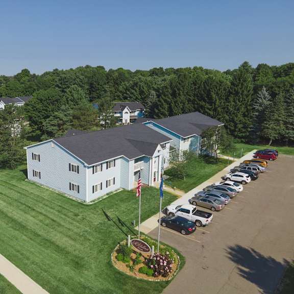 aerial view at mcclellan estates apartments, marshall, mi