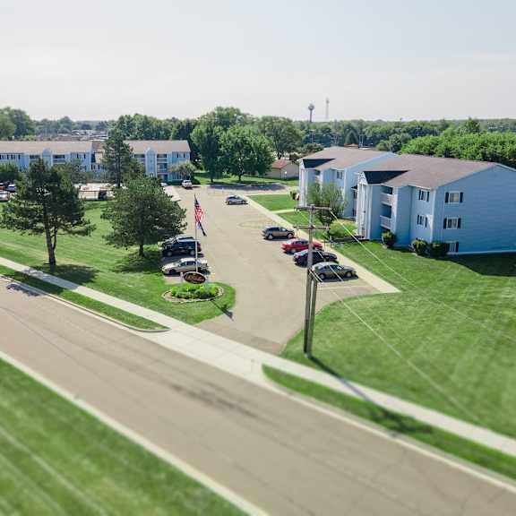 top view of street at mcclellan estates apartments, marshall, 49068