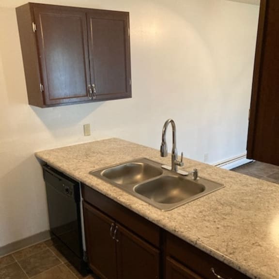 a kitchen with a sink and a dishwasher