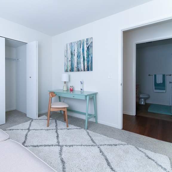 bedroom with closet at oliver apartments, michigan, 48182