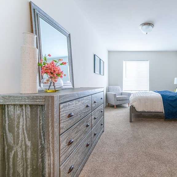 bedroom interior at oliver apartments, temperance, michigan