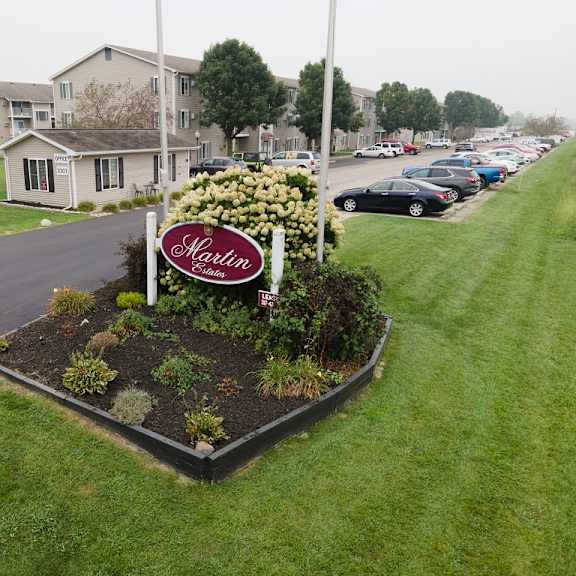 parking at martin estates apartments, indiana