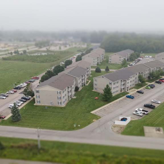 greenery  view with fog at martin estates apartments, shelbyville