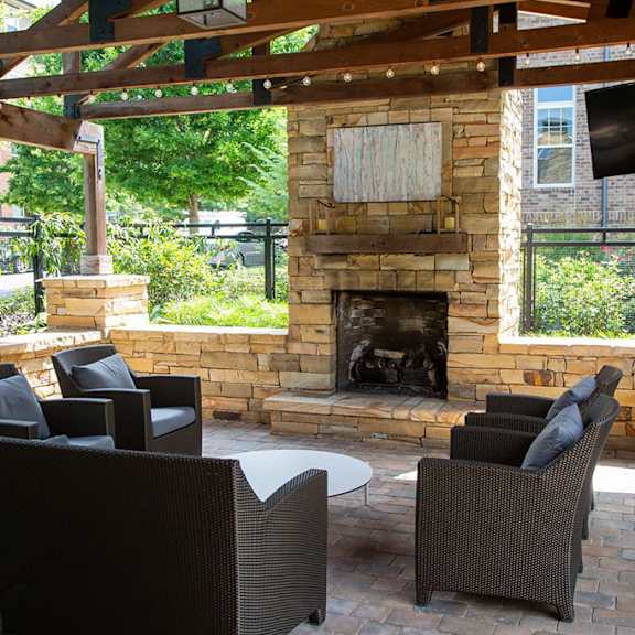 woodstock west by walton apartment homes  outdoor fireplace at woodstock west by walton, woodstock, georgia