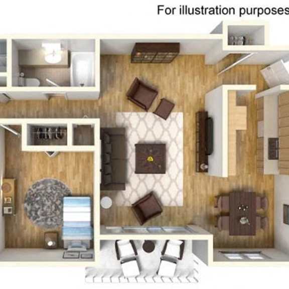 Thumbnail 3 of 7 1Bed 1Bath Willow Floor Plan at The Meadows at Westlake Village Apartments,Westlake Village