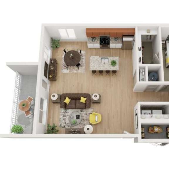 Thumbnail 1 of 4 A1_one bed one bath Floorplan at Gibson Oaks, Florida