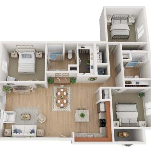 Thumbnail 1 of 4 C1 Three Bed Two Bath Floorplan at Gibson Oaks, Lakeland, 33809