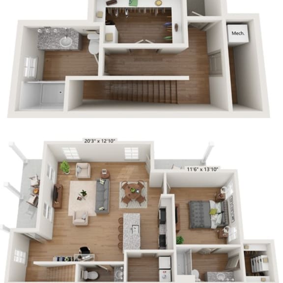 Thumbnail 1 of 3 Cottage-style floor plan with 2-car garage, covered porch, private entry, and yard.