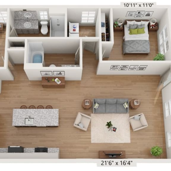 Thumbnail 1 of 3 Cottage-style 2BRx2BA home with covered porch, 2-car garage, and yard.