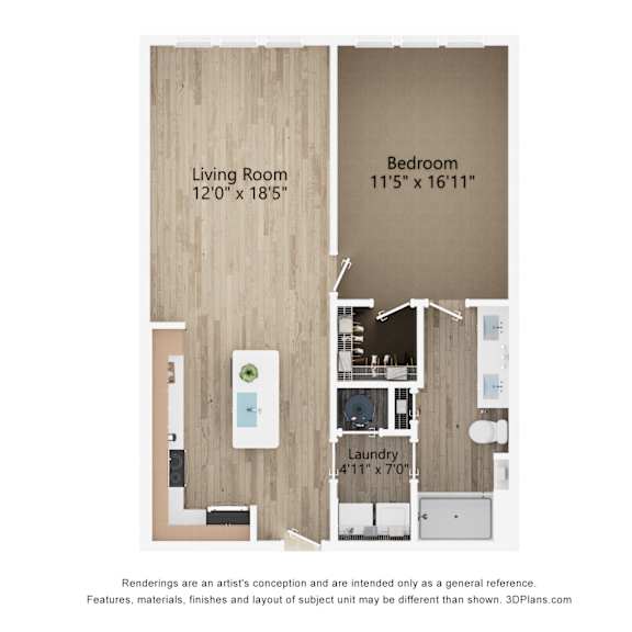 Thumbnail 2 of 2 2D dimensional floor plan of a 1BR 1BA apartment at Tapestry Nona Apartments in Orlando, FL