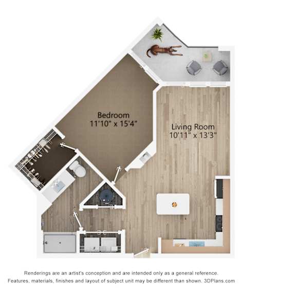 Thumbnail 2 of 2 2D dimensional floor plan of a 1BR 1BA apartment at Tapestry Nona Apartments in Orlando, FL