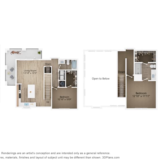 Thumbnail 5 of 8 2D dimensional floor plan of a 2BR 2BA apartment with garage at Tapestry Nona Apartments in Orlando, FL