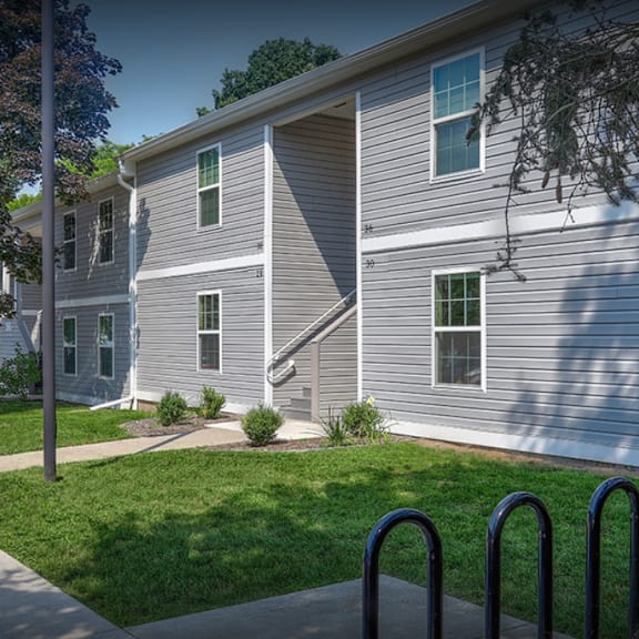apartment building and a sidewalk