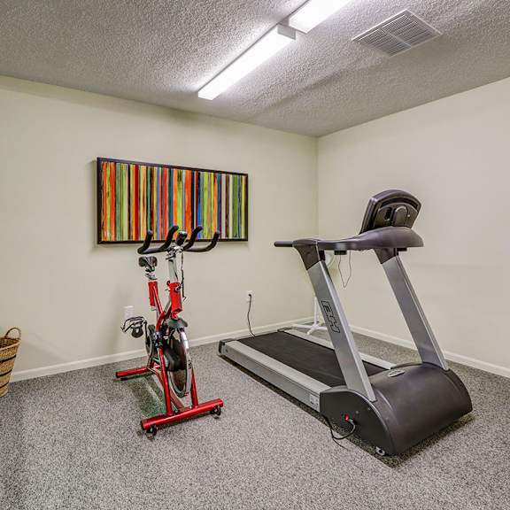 our gym has a treadmill and exercise equipment for your enjoyment