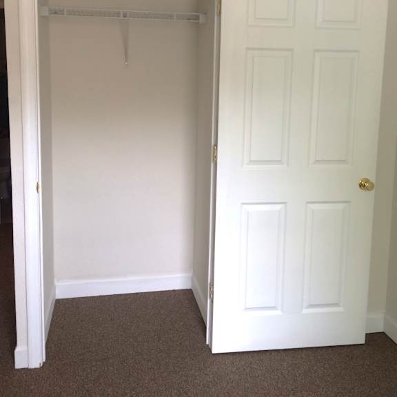 the closet door is open and the closet is empty