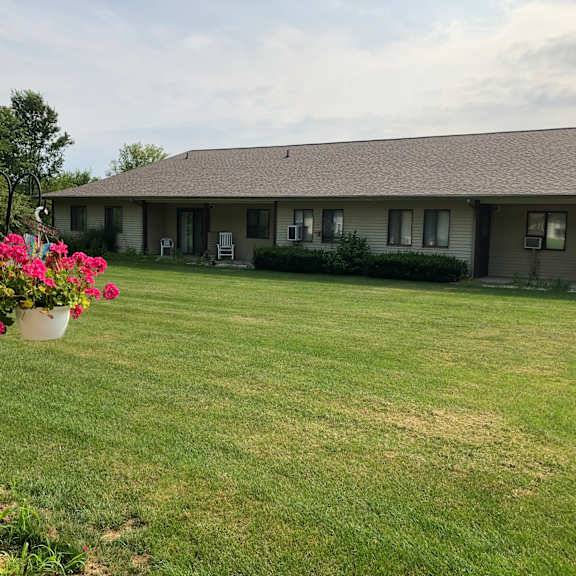 a view of our house from the yard