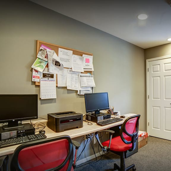 business center with computers