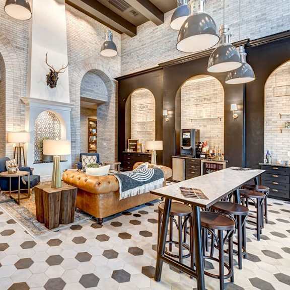 a living room with a black and white checkered floor.