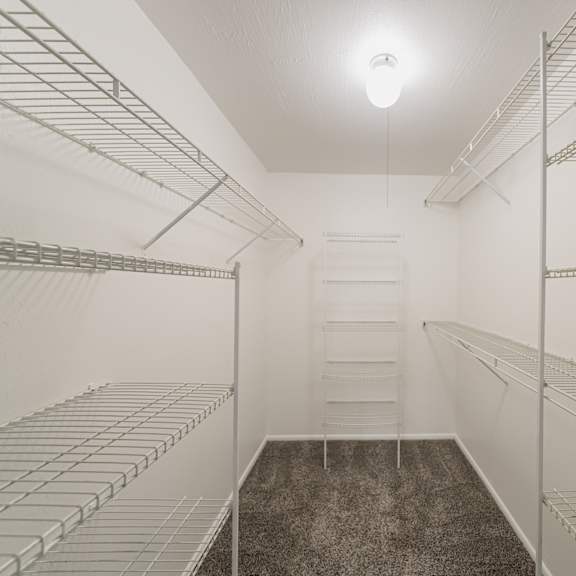 walk-in bedroom closet with built-in shelving