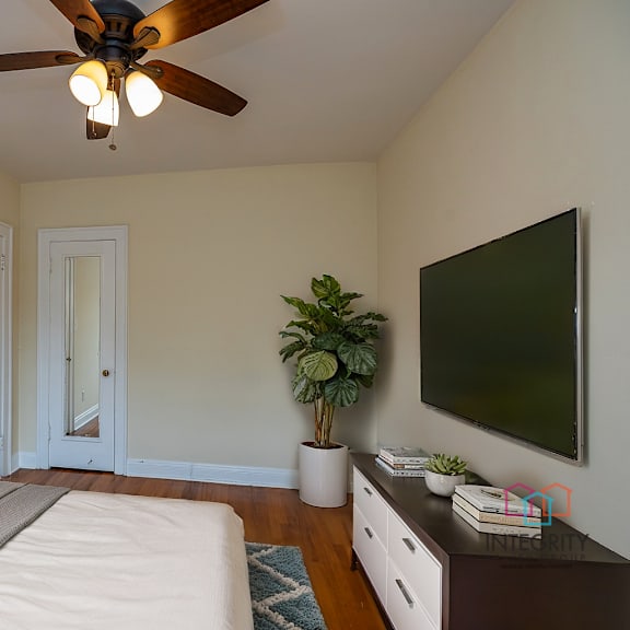 furnished bedroom at heights collection apartments, ohio