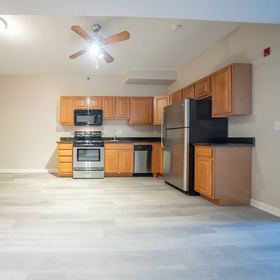 bright kitchen at tremont terraces apartments, ohio